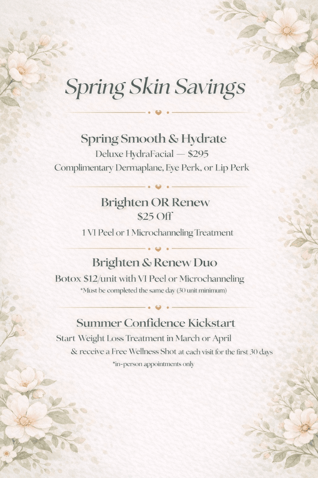 Spring Skin Savings Specials
